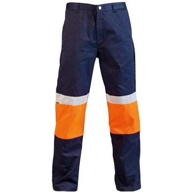 Navy / Orange Reflective trouser 65/35 cotton